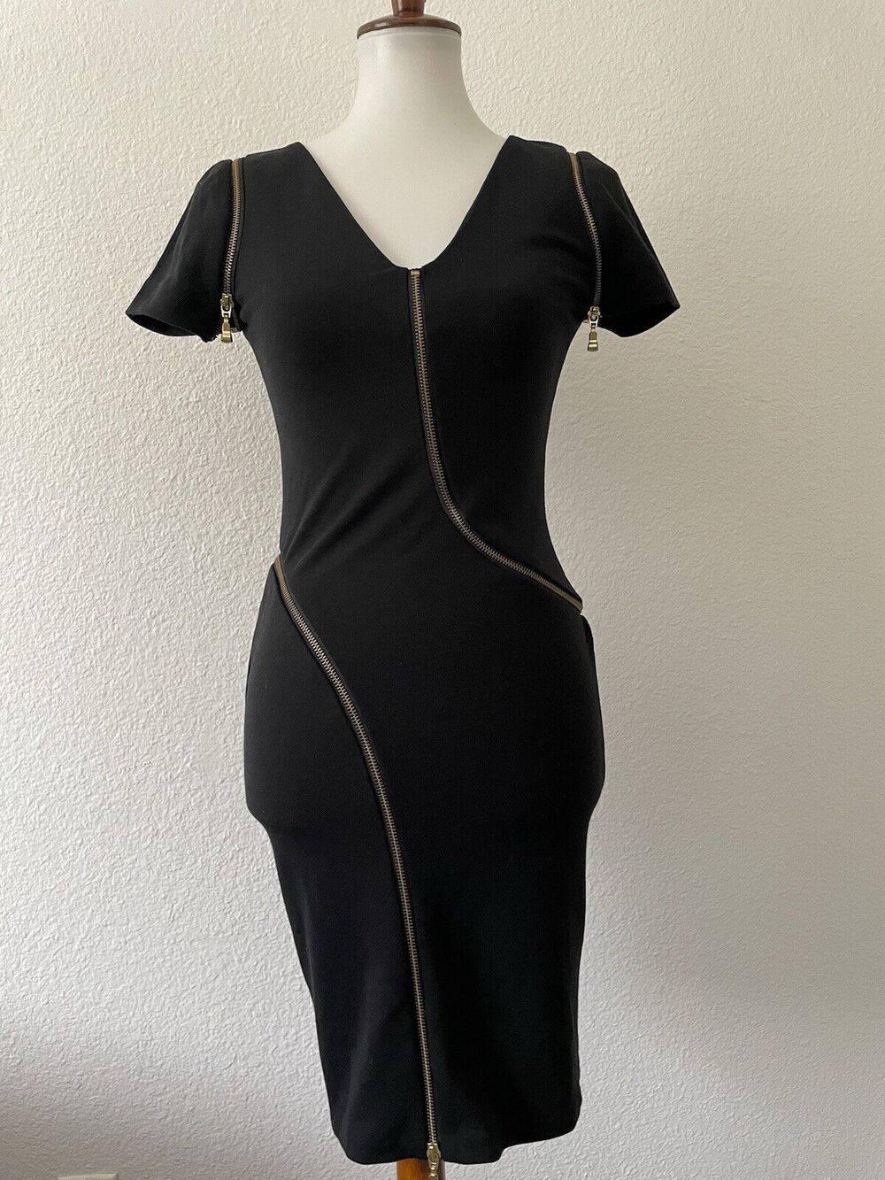 Ted Baker Dress Mini Sheath Bodycon Zipper Stretch Knit